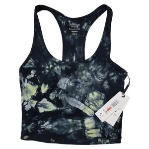 Calvin Klein Performance Black Gray Yellow Tie Dye Athleisure Racerback Crop Top